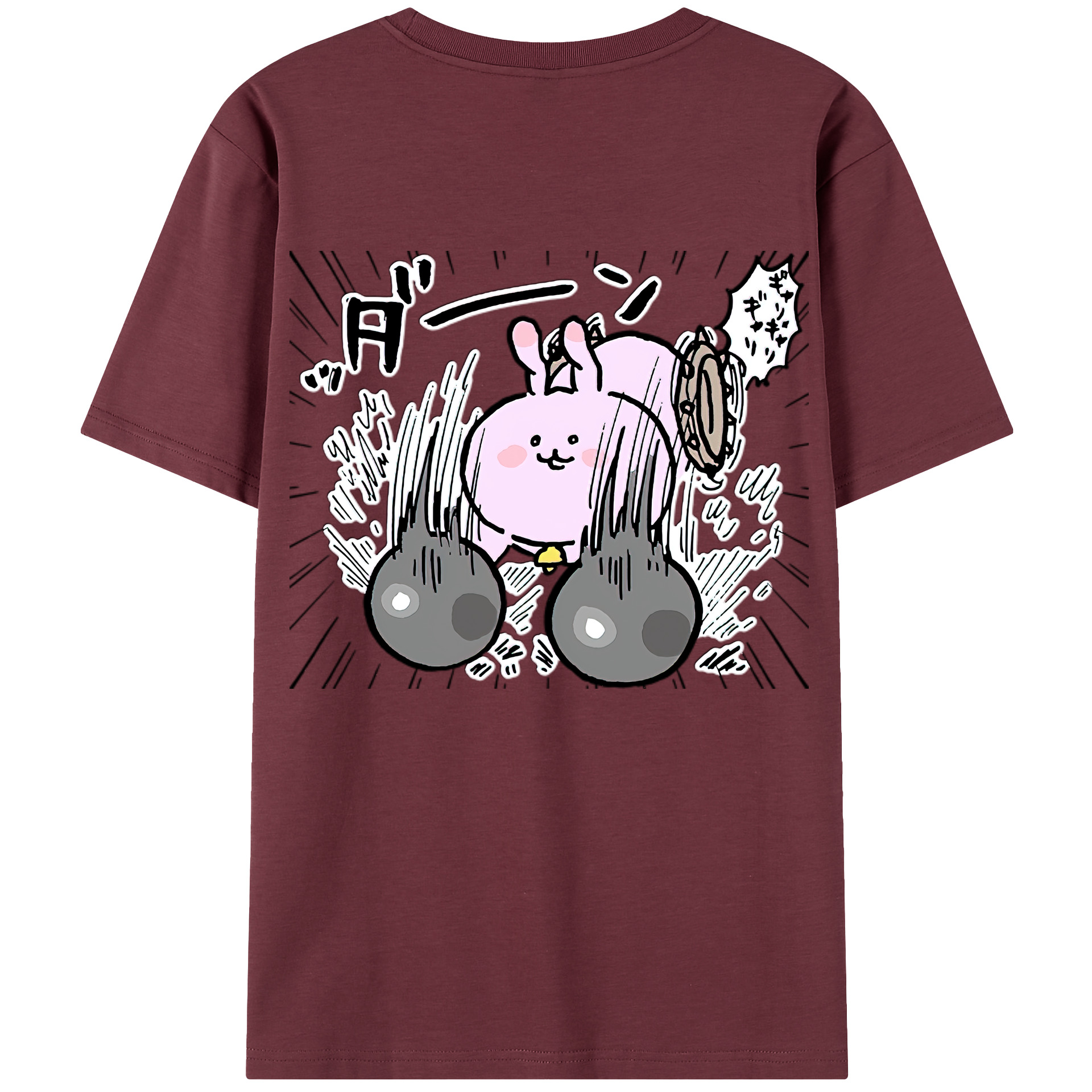 （画像用） ちいかわ うさぎ Chii-kawa usagi 綿100％半袖Tシャツ（背面プリント）